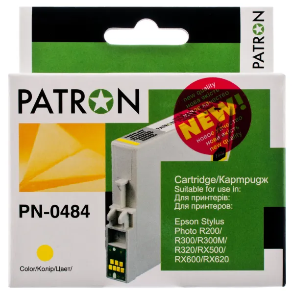 Картридж совместимый Epson T0484 (C13T04844010) 460 стр, желтый Patron (PN-0484)