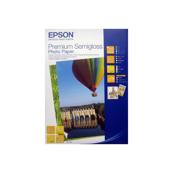 Фотобумага Premium Semigloss А4, 20 л Epson (C13S041332)