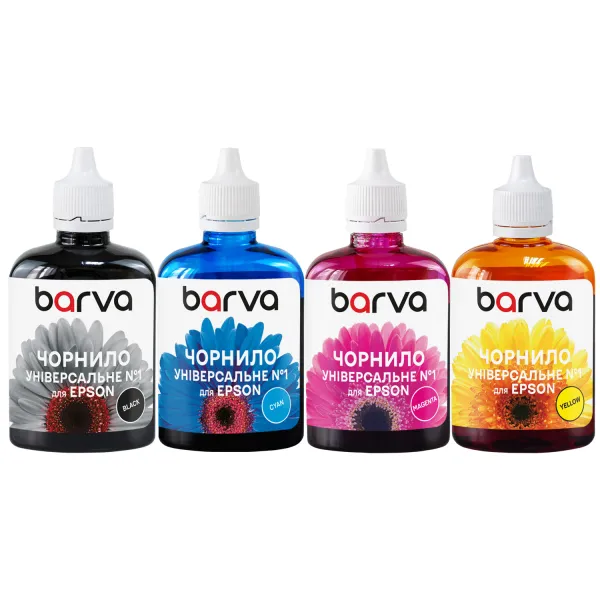 Комплект чернил совместимых для Epson универсальные №1 4х90 г, водорастворимые, BK/C/M/Y Barva (EU1-090-MP)