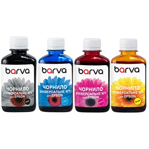Комплект чернил совместимых для Epson универсальные №1 4х180 г, водорастворимые, BK/C/M/Y Barva (EU1-180-MP)