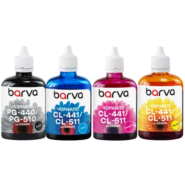 Комплект чернил совместимых для Canon PG-510BK + CL-511C/M/Y специальные 4x90 г, пигментные/водорастворимые, BK/C/M/Y Barva (CPG510-090-MP)