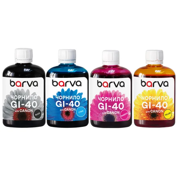 Комплект чернил совместимых для Canon GI-40 специальные 4x100 мл, пигментные/водорастворимые, BK/C/M/Y Barva (CGI40-100-MP)
