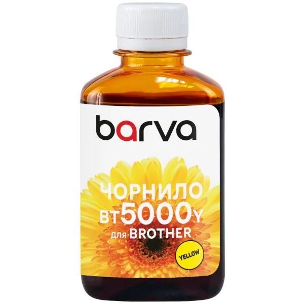 Чернила совместимые для Brother BT5000Y специальные 180 мл, водорастворимые, желтые Barva (BBT5000Y-756) - Фото 1 