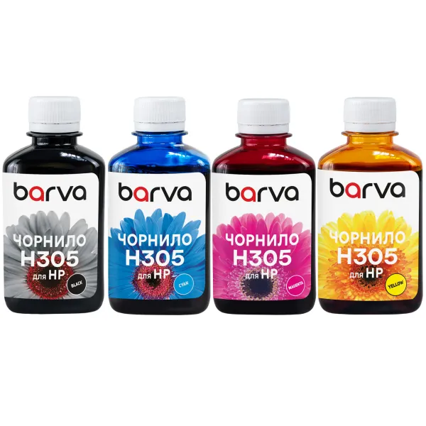 Комплект чернил для HP 305 специальные 4x180 мл, пигментные/водорастворимые, BK/C/M/Y Barva (H305-180-MP)