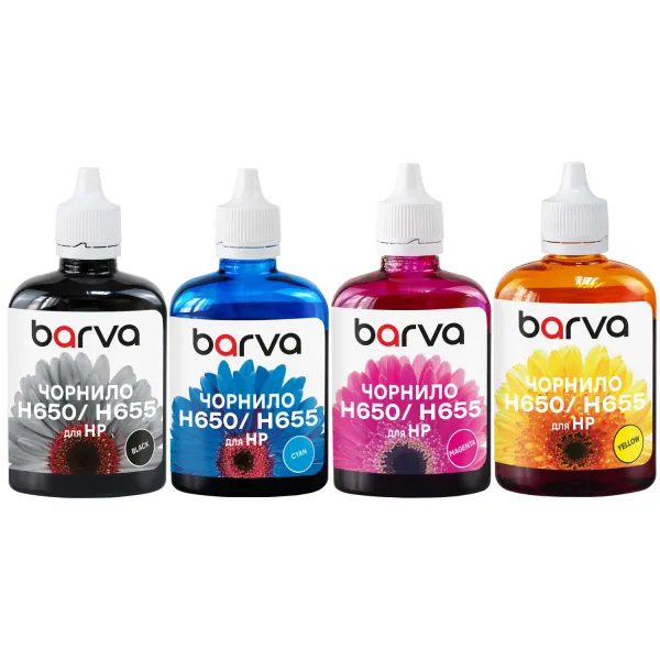 Комплект чернил для HP 122/178/650/655 специальные 4x90 г, пигментные/водорастворимые, BK/C/M/Y Barva (H655-090-MP)