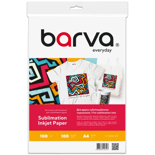 Бумага для сублимационной печати 100 г/м2, A4, 100 л Everyday Barva (IP-TSE100-328)