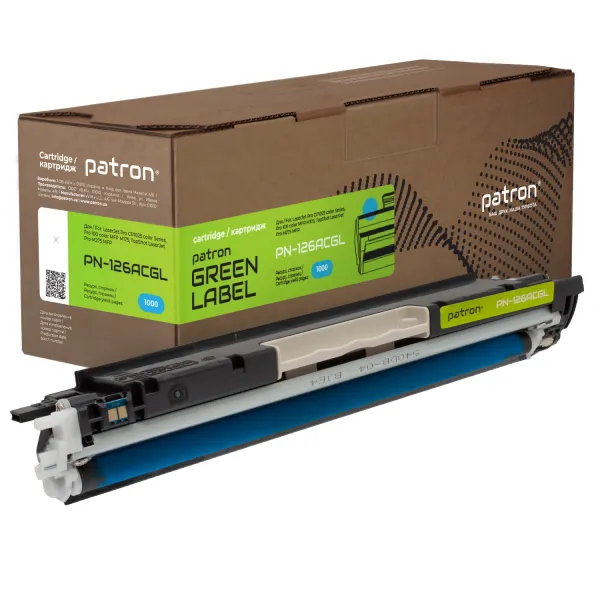Тонер-картридж совместимый HP 126A (CE311A) Green Label, голубой Patron (PN-126ACGL)
