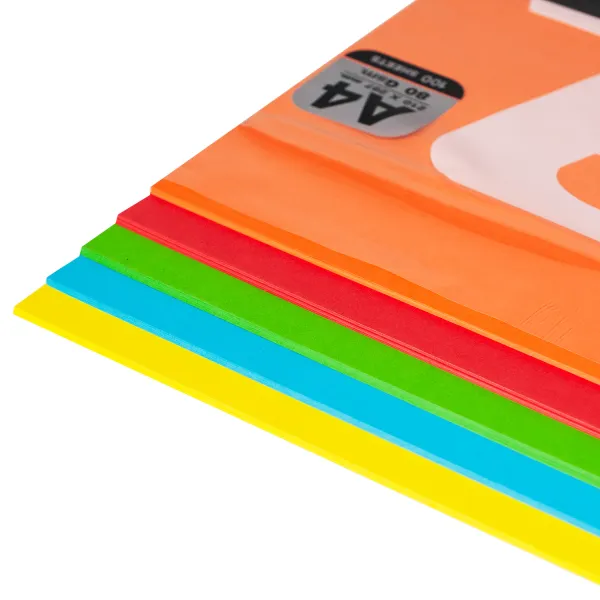 Папір офісний кольоровий А4, 80 г/м2, 100 арк, 5 кольорів Rainbow 5 Bright Double A (151307) - Фото 2