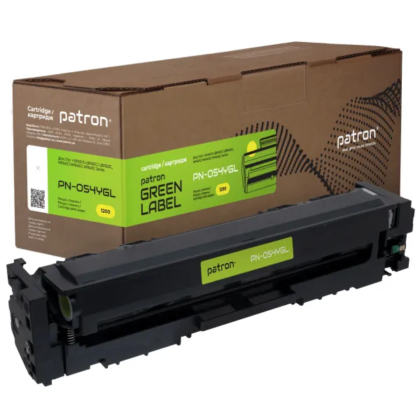 Картридж совместимый Canon 054 Green Label, желтый Patron (PN-054YGL)