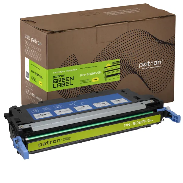 Картридж совместимый HP 502A (Q6472A) Green Label, желтый Patron (PN-502AYGL)