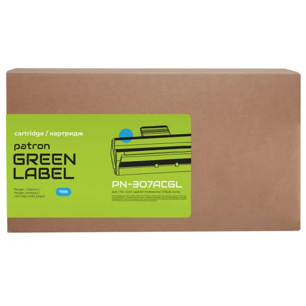 Картридж совместимый HP 307A (CE741A) голубой Green Label Patron (PN-307ACGL) - Фото 2