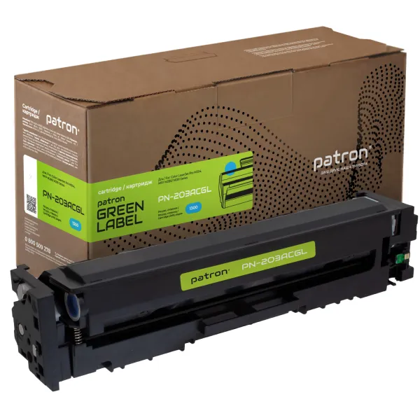 Картридж совместимый HP 203A (CF541A) голубой Green Label Patron (PN-203ACGL)