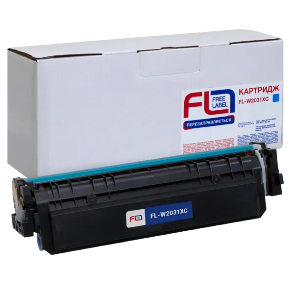 Картридж совместимый HP 415X (W2031X) голубой, версия без чипа Free Label (FL-W2031XC)