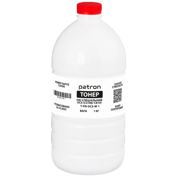 Тонер Oki специальный OCS флакон, 1 кг, пурпурный Patron (PN-OCS-M-1)