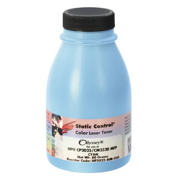 Тонер HP CLJ CP2025 флакон, 80 г, голубой SCC (HP2025-80B-COS)