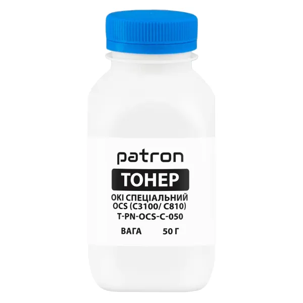 Тонер Oki специальный OCS флакон, 50 г, голубой Patron (PN-OCS-C-050)