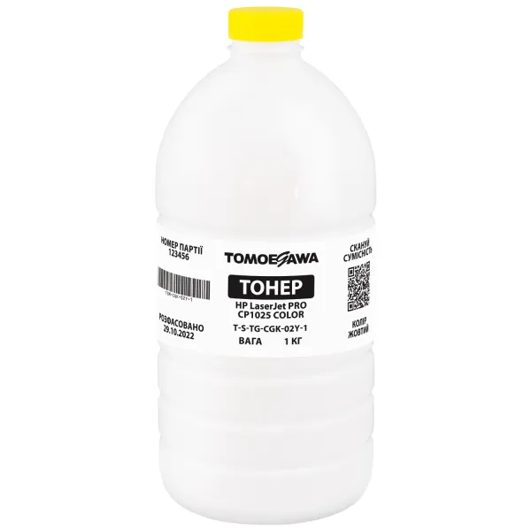 Тонер HP LaserJet Pro CP1025 color флакон, 1 кг, желтый, химический Tomoegawa (TSM-CGK-02Y-1)