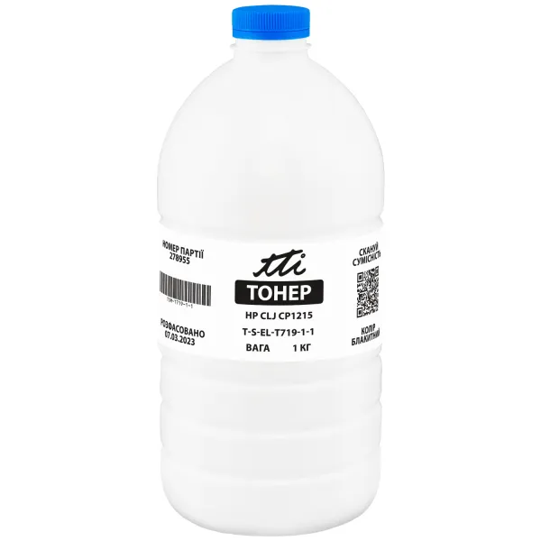 Тонер HP CLJ CP1215 флакон, 1 кг, голубой TTI (TSM-T719-1-1)