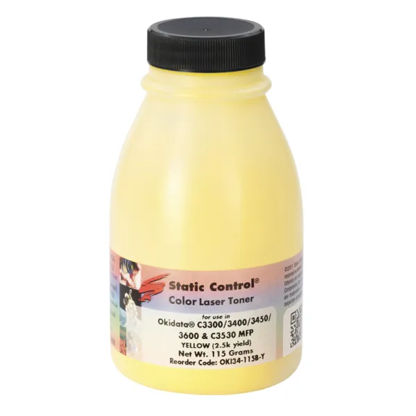 Тонер Oki 3400 флакон, 115 г, желтый SCC (OKI34-115B-Y)