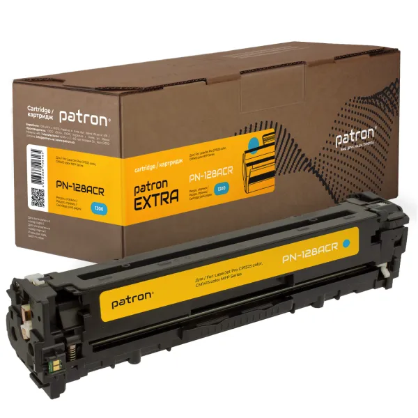 Картридж совместимый HP 128A (CE321A) голубой Extra Patron (PN-128ACR)