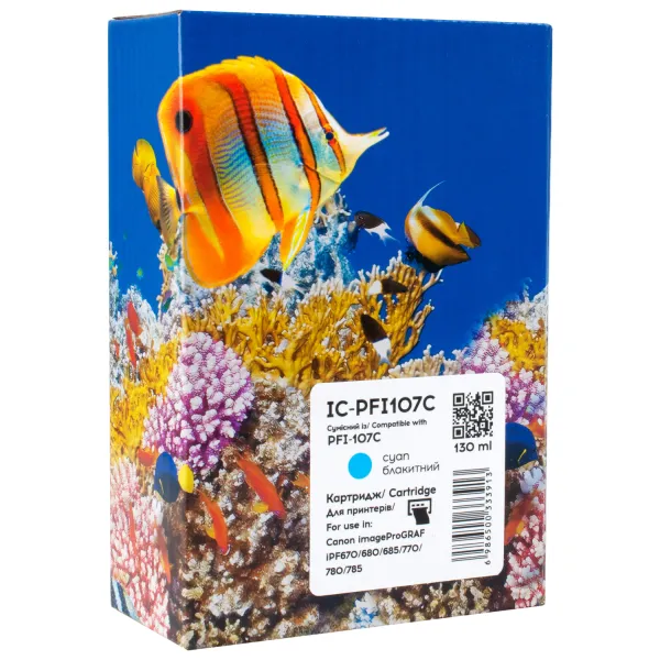 Картридж совместимый Canon PFI-107C (6706B001) 130 мл, голубой Barva (IC-PFI107C)