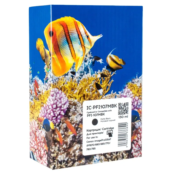 Картридж совместимый Canon PFI-107MBK (6704B001) 130 мл, матовый черный Barva (IC-PFI107MBK)