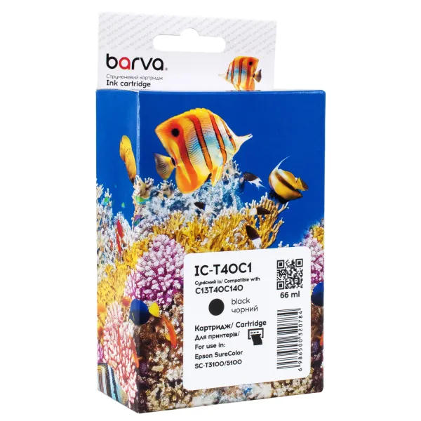 Картридж совместимый Epson T40C1/T40D1 (C13T40C140) универсальная версия, 66 мл, черный Barva (IC-T40C1)