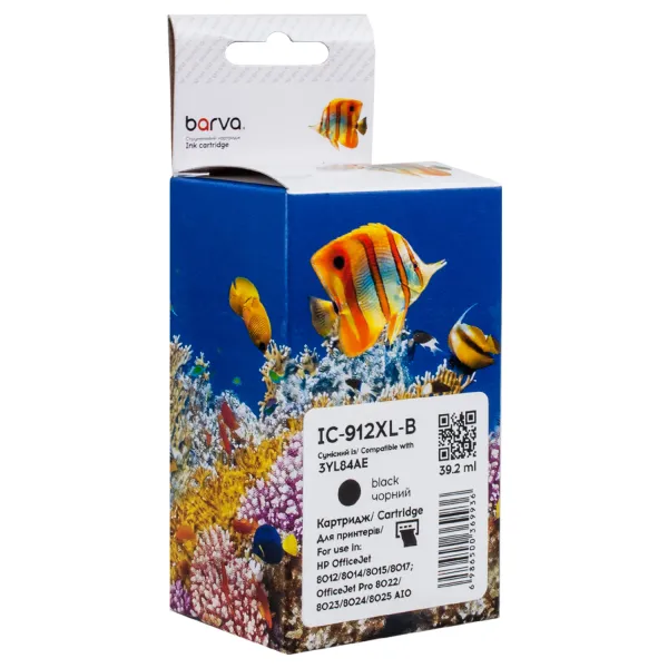 Картридж совместимый HP 912XL (3YL80AE/3YL84AE) 1100 стр, черный Barva (IC-912XL-B)
