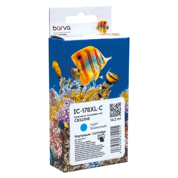 Картридж совместимый HP 178XL (CB318HE/CB323HE) 950 стр, голубой Barva (IC-178XL-C)