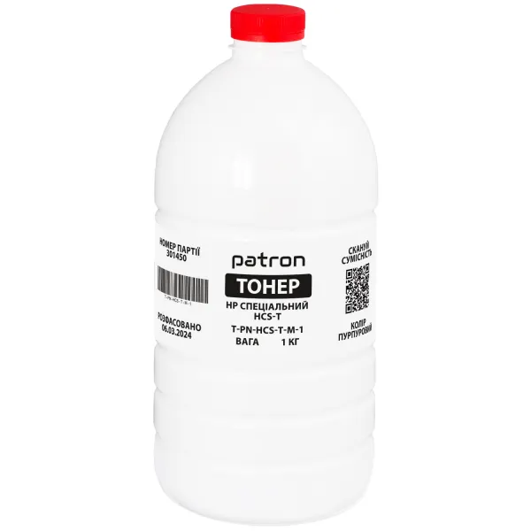 Тонер HP специальный HCS-T флакон, 1 кг, пурпурный Patron (PN-HCS-T-M-1)