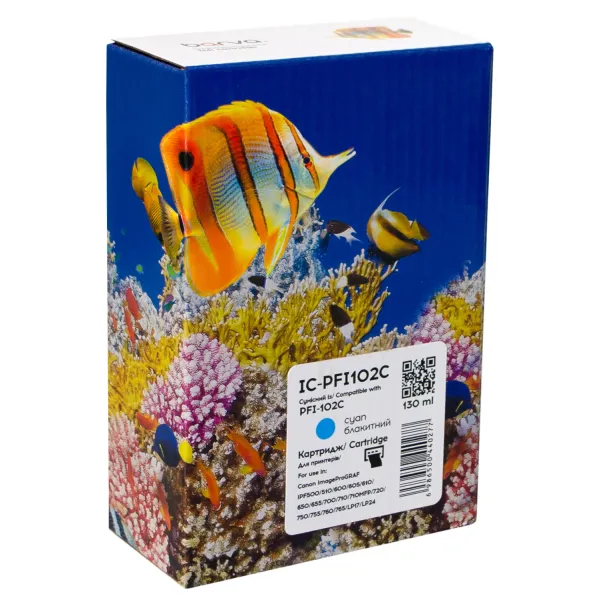 Картридж совместимый Canon PFI-102C (0896B001) 130 мл, голубой Barva (IC-PFI102C)