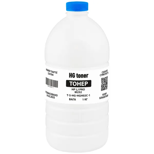 Тонер HP LJ Color Pro M252 флакон, 1 кг, голубой HG toner (TSM-HGH02C-1)
