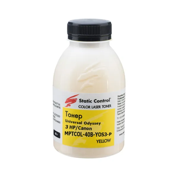 Тонер HP универсальный MPTCOL3 флакон, 40 г, желтый SCC (MPTCOL-40B-YOS3-P)