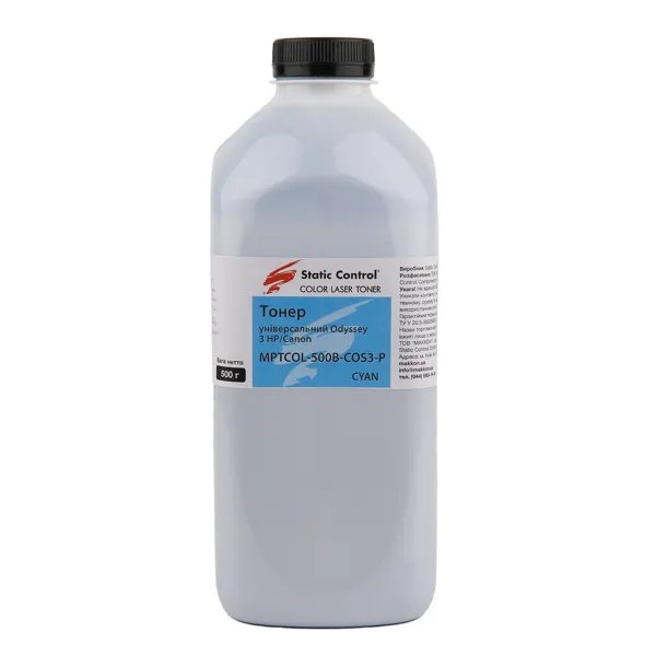 Тонер HP універсальний MPTCOL3 флакон, 500 г, блакитний SCC (MPTCOL-500B-COS3-P)