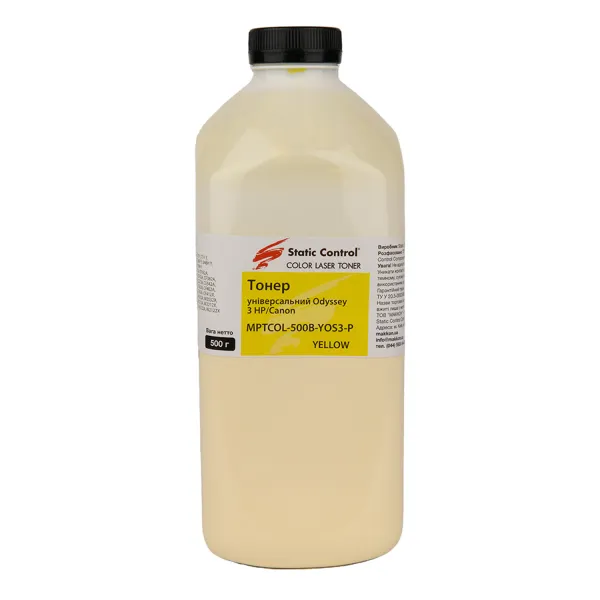 Тонер HP універсальний MPTCOL3 флакон, 500 г, жовтий SCC (MPTCOL-500B-YOS3-P)