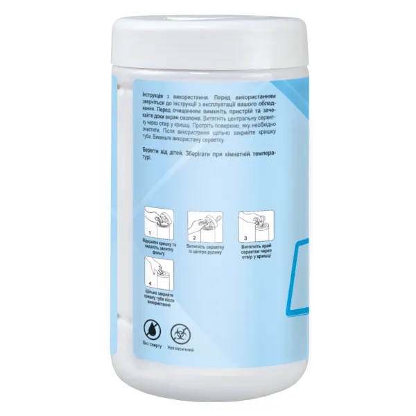 Салфетки для очистки экранов бумажные, туба 100 шт. Patron (F3-059) - Фото 2