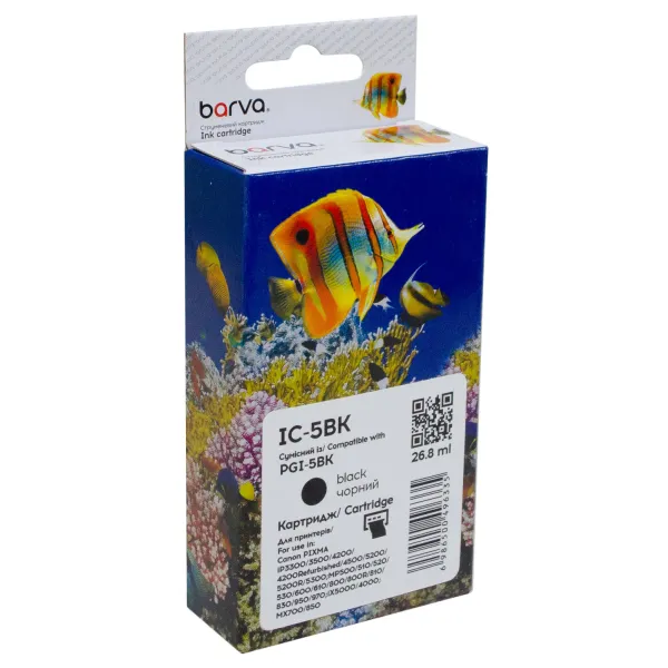Картридж совместимый Canon PGI-5PGBK (0628B024) 500 стр, черный Barva (IC-5BK)
