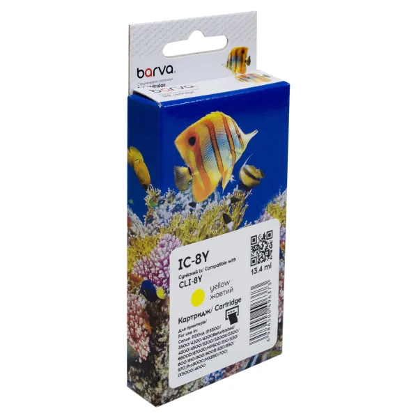 Картридж совместимый Canon CLI-8Y (0623B024) 490 стр, желтый Barva (IC-8Y)