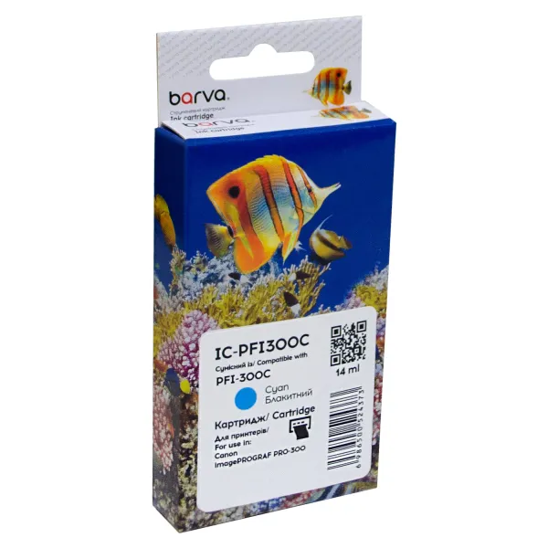 Картридж сумісний Canon PFI-300C (4194C001) 735 арк, блакитний Barva (IC-PFI300C)