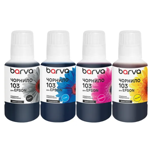 Комплект чернил для Epson 103 специальные 4х140 мл, OneKey,  водорастворимые, BK/C/M/Y Barva (E103-140-MP)