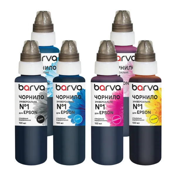 Комплект чернил для Epson универсальные №1 6х100 мл, водорастворимые, BK/C/M/Y/LC/LM Barva (EU1-100-2MP)