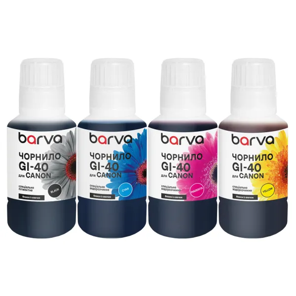 Комплект чернил для Canon GI-40 специальные 4x135 мл, OneKey, пигментные/водорастворимые, BK/C/M/Y Barva (CGI40-135-MP)