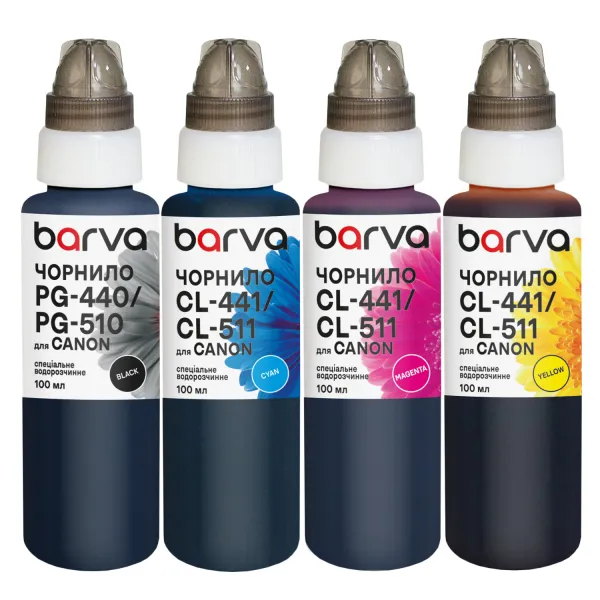 Комплект чернил для Canon PG-512BK + CL-513C/M/Y специальные 4x100 мл, водорастворимые, BK/C/M/Y Barva (CPGI520-100-MP)