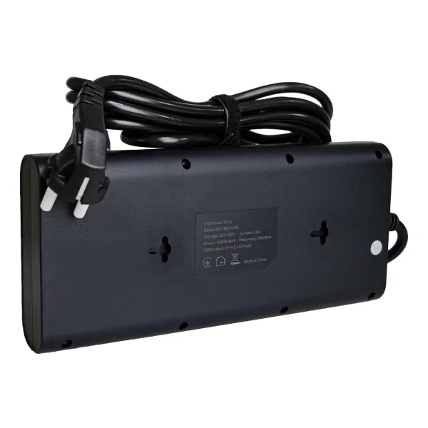 Фильтр сетевой 8 розеток + 4 х USB, 3 м, 16 А, 250 В, черный Patron Power (SP-1683-USB) - Фото 2