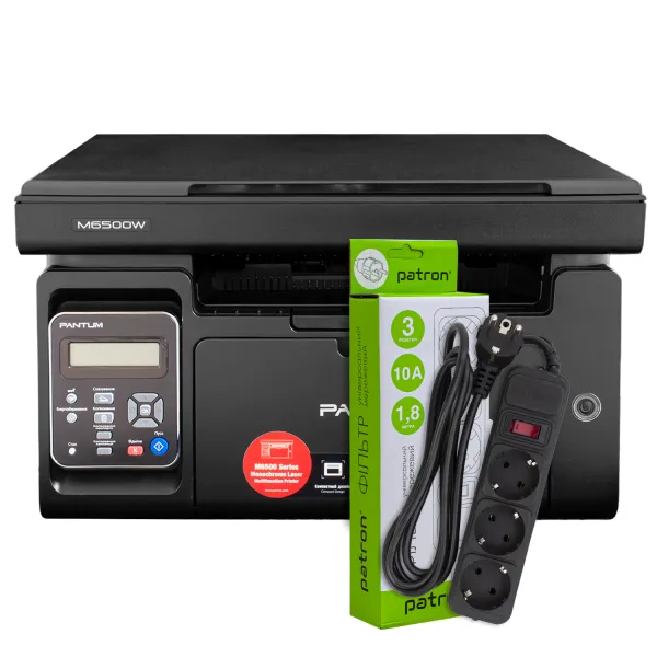 МФУ M6500W A4, Wi-Fi Pantum (M6500W) + Фильтр сетевой 3 розетки Patron (SP-1033)