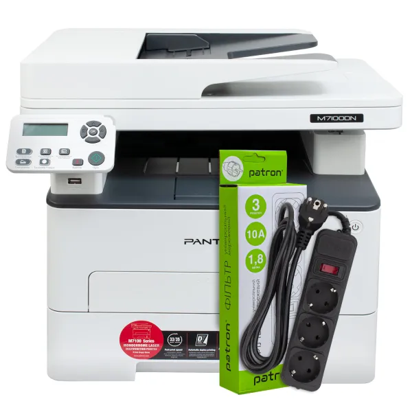 МФУ M7100DN А4 Pantum (M7100DN) + Фильтр сетевой 3 розетки Patron (SP-1033)